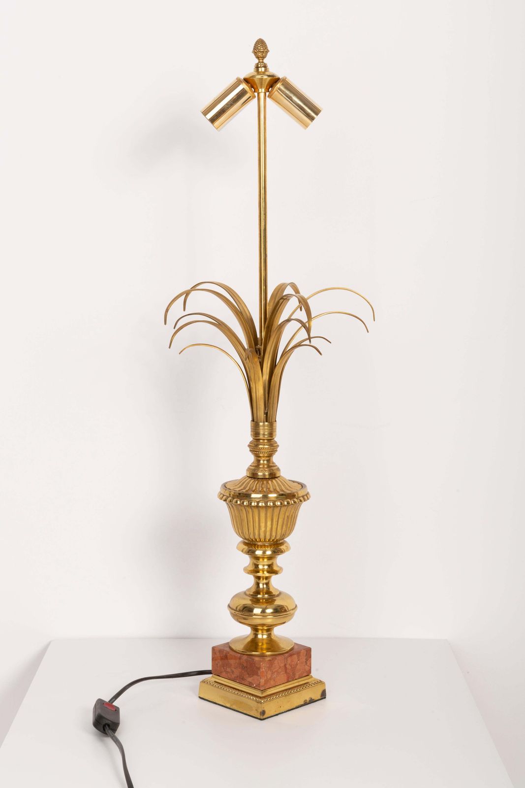 photo buy Mid Century Table Hollywood Regency Orange Lamp, Velvet, France, 1960s