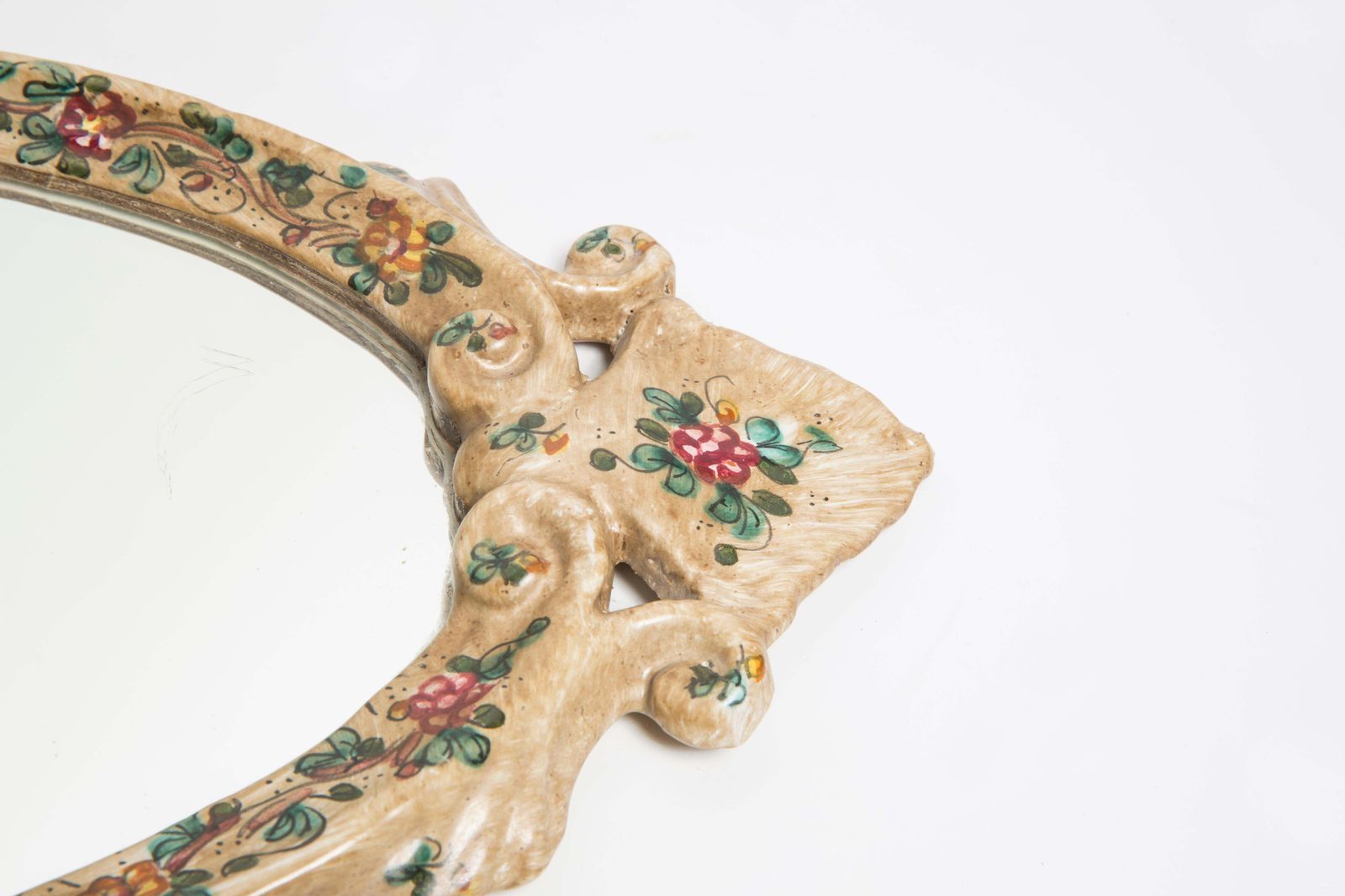 Mid Century Modern Light Mirror With Flowers, Gypsum, Italy, 1960s photo vintage