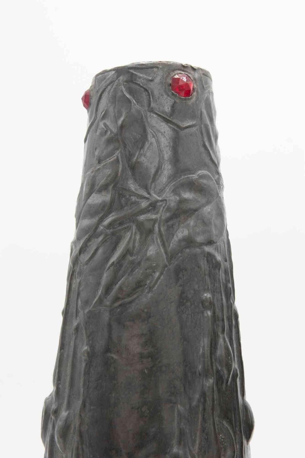 Set Of 2 Art Nouveau Pewter Vases, Italy, Early 20th Century photo for sale