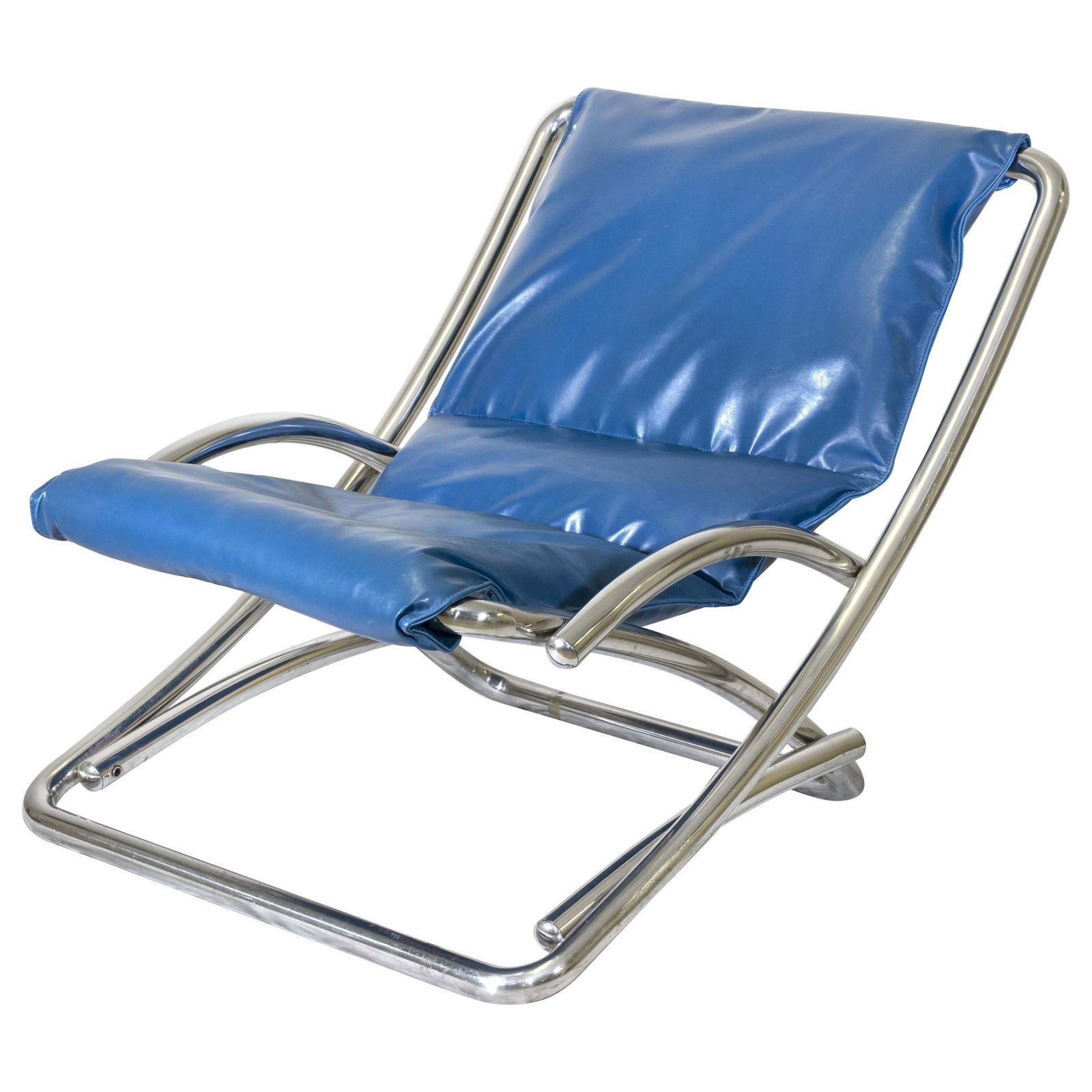 Folding Tubular Chromed Steel Deckchair, Italy 1970s