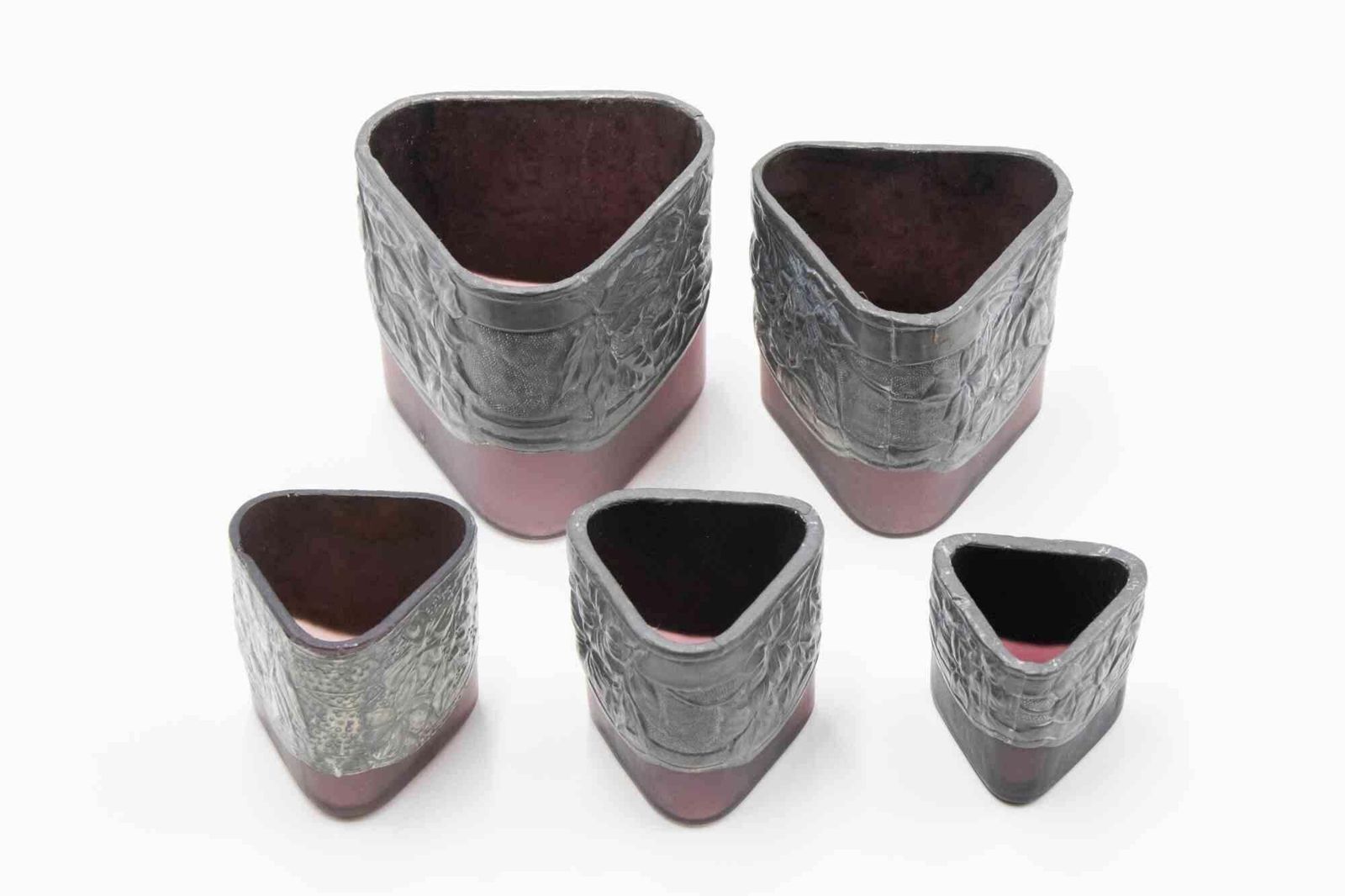 Set Of 5 Art Nouveau Pewter Vases, Italy, Early 20th Century photo for sale