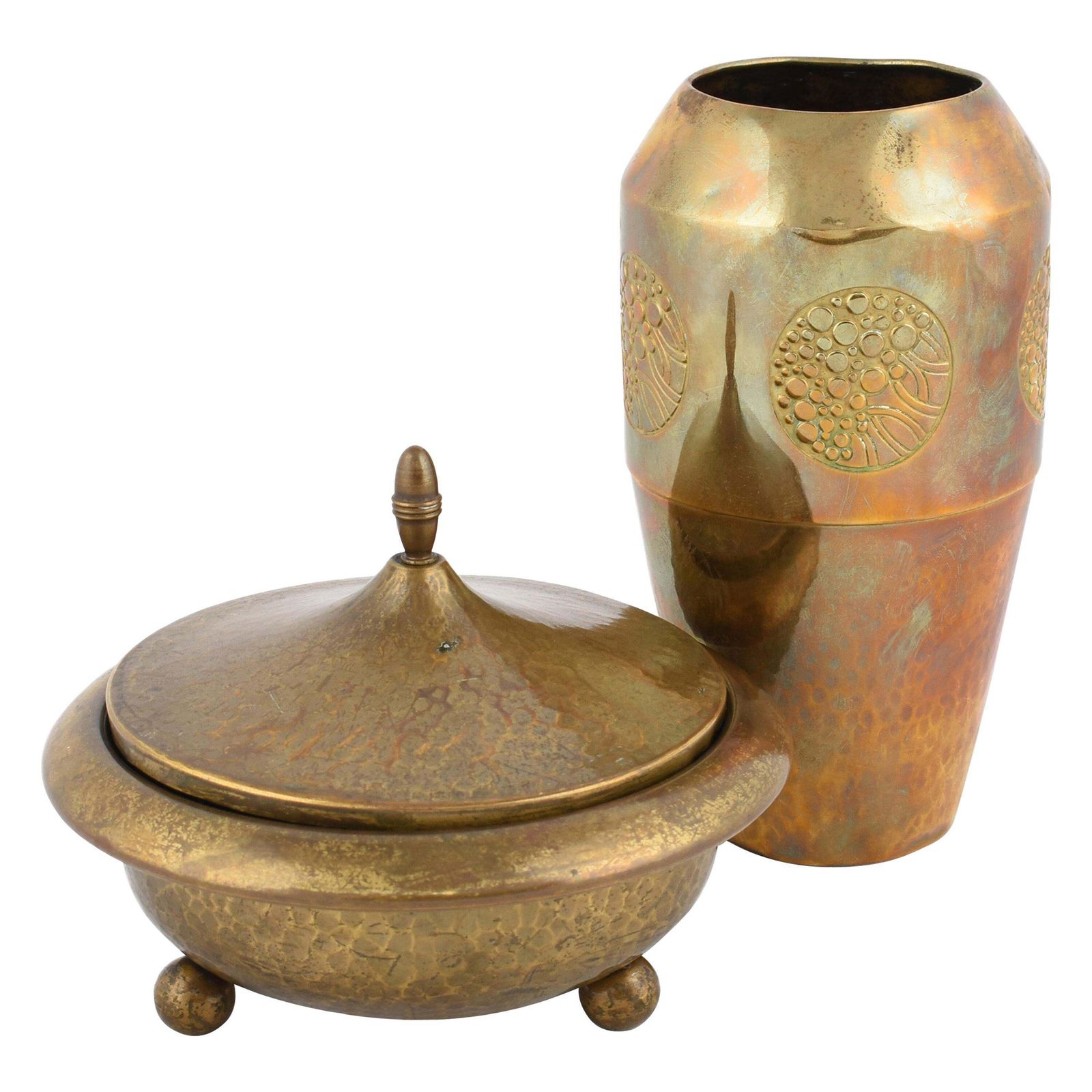 Vintage Jugendstil Brass Can And Vase By Wmf, Germany, 1910s