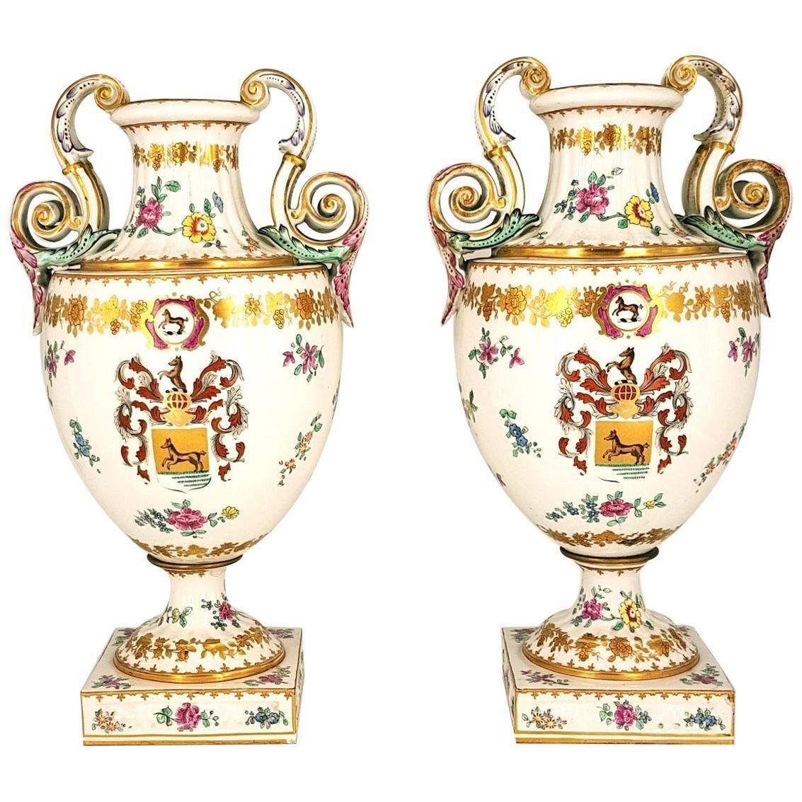 Pair Of Ancient White Crater Vases, Italy, 19th Century