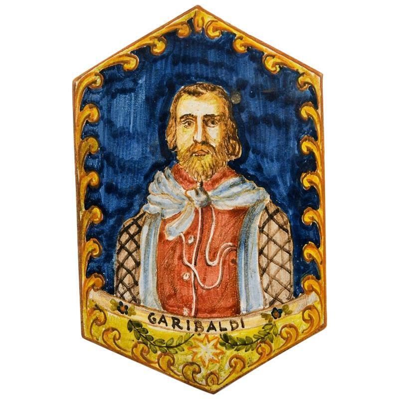 Garibaldi's Portrait Majolica, Ceramic, Made In Italy