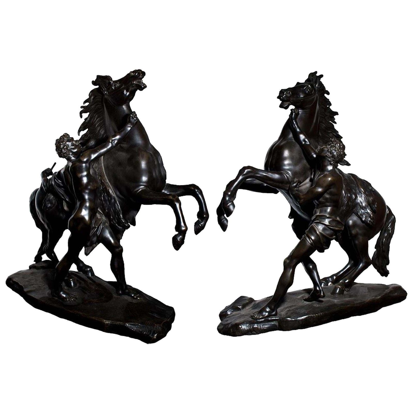 Horse And Charioteer  Decorative Bronze Sculpture, 19th Century