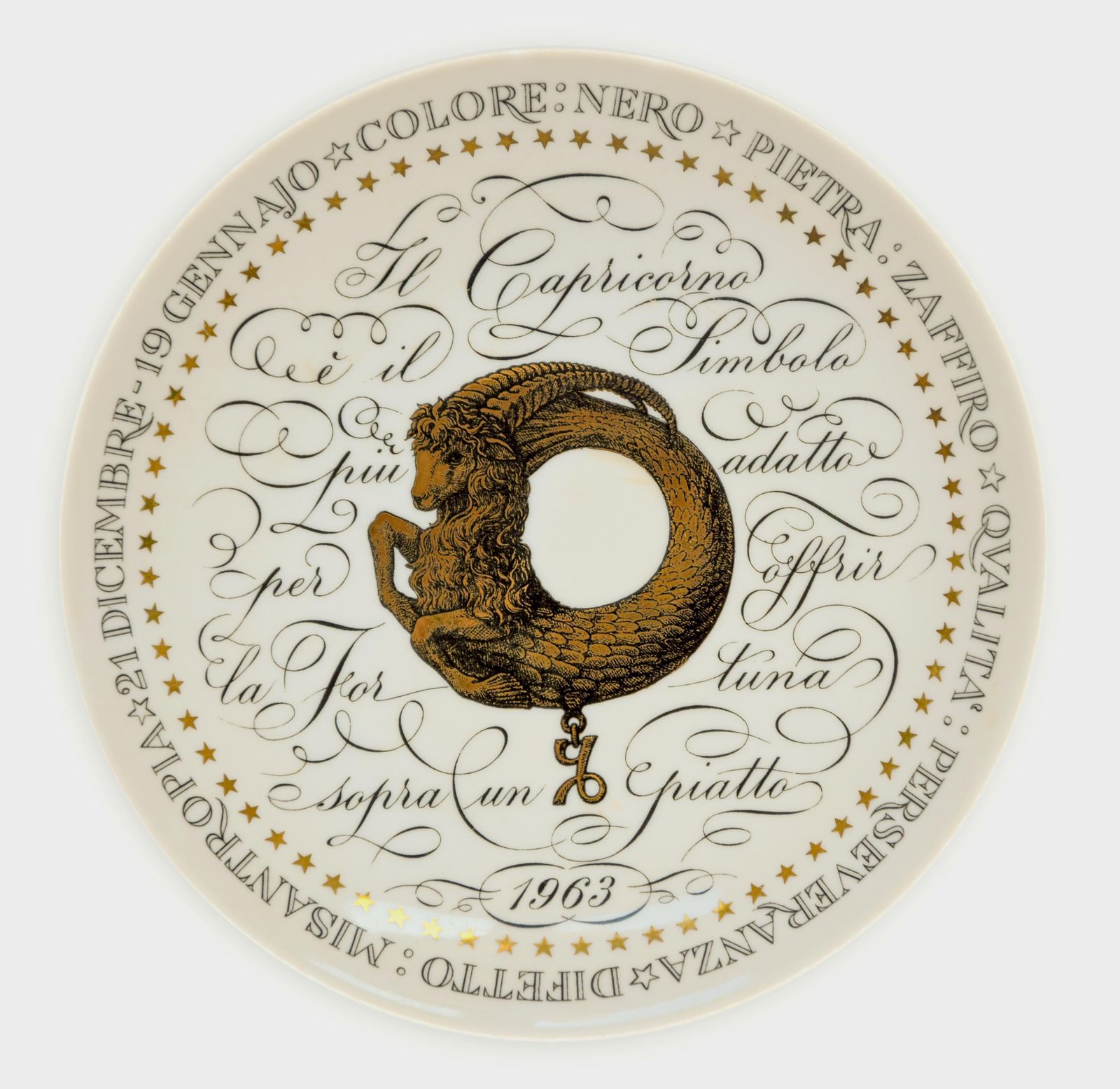 Earth Signs, Set Of 3 Plates From Zodiac Plate Series By P. Fornasetti, 1965 photo vinterior