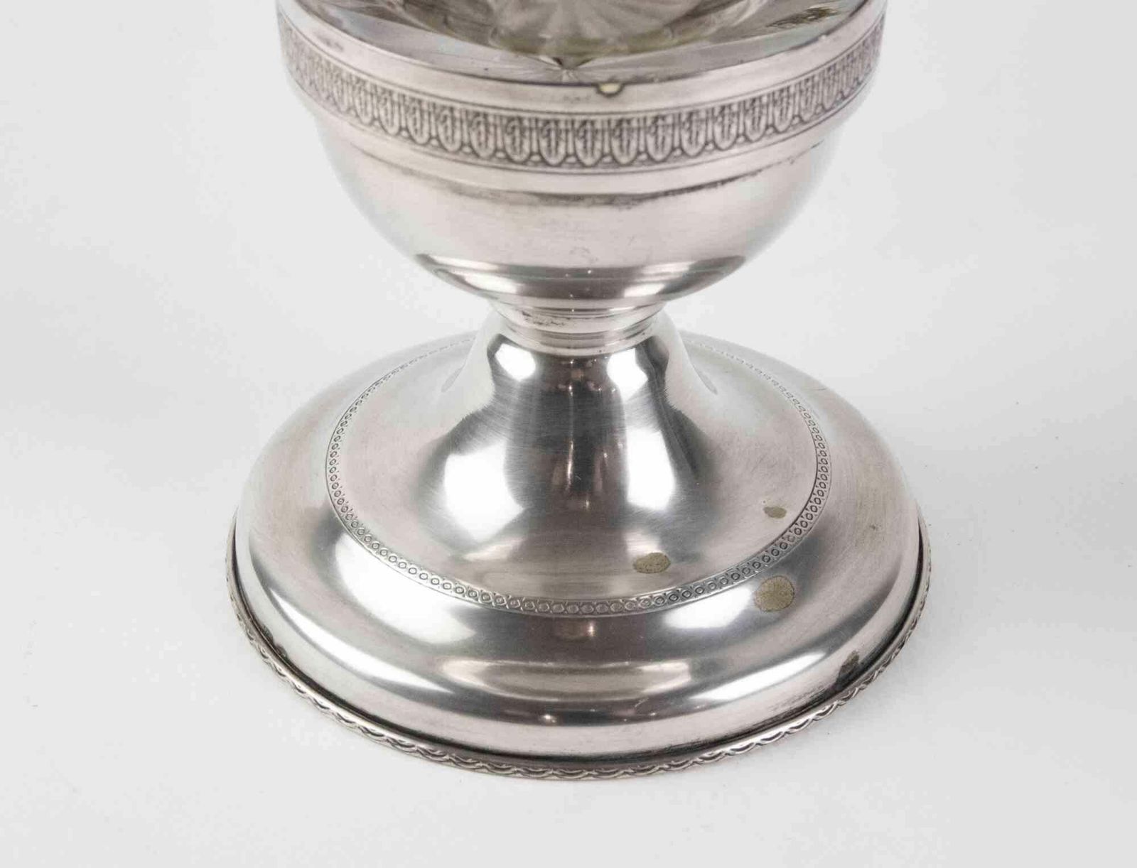 Vintage Silver And Cristal Vase, Italy, Mid 20th Century photo vinterior