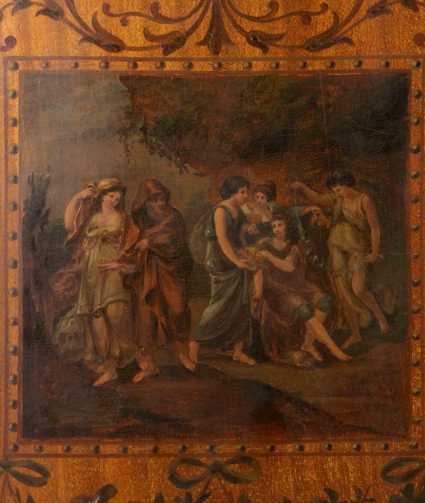 Ancient Neoclassical Three Panels Screen, Italy, 18th Century photo for sale