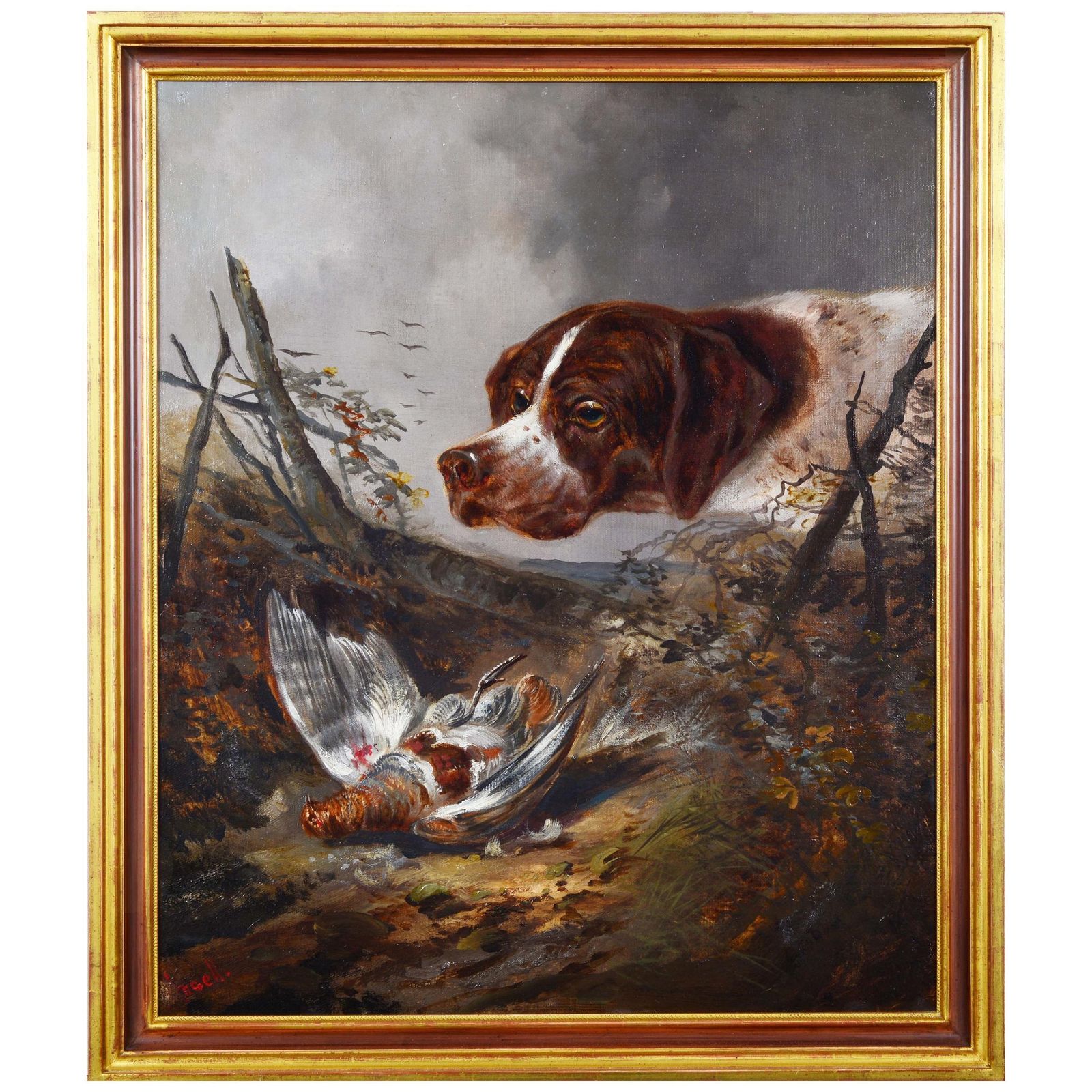 Hunting Scene By German Painter, End Of 19th Beginning Of 20th Century