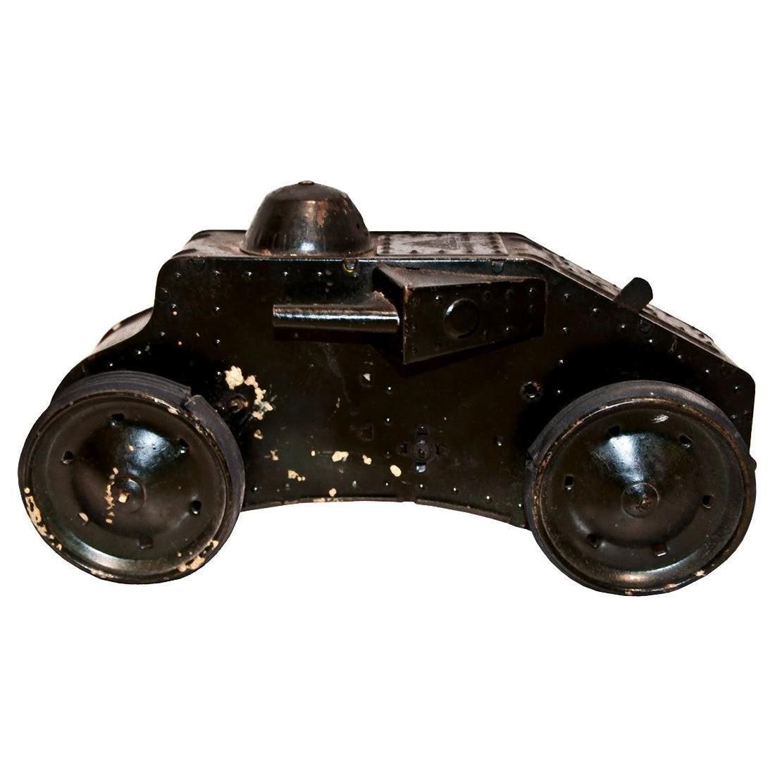 Vintage Toy Car, Military Wind Up Tri Ang Tiger Tank, Lines Bros Ltd., 1930s