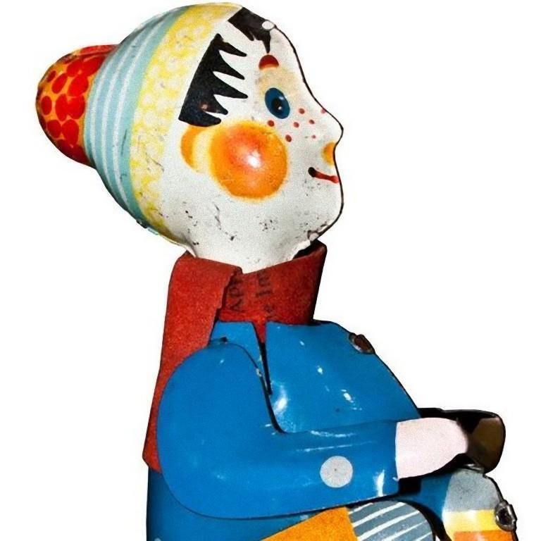 Vintage Toy, Wind Up Boy On Tricycle, Made In Germany, 1930s photo furniture