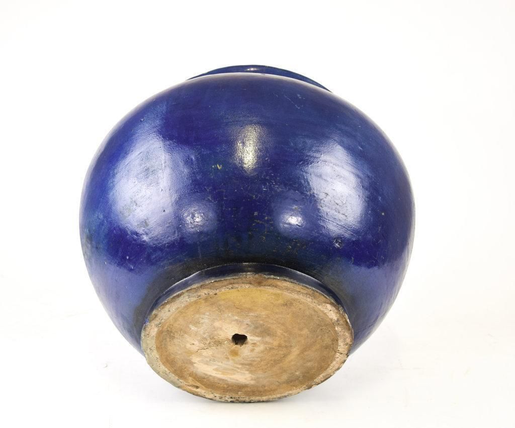 Pair Of Ancient Blue Terracotta Vases, By Oriental Manufacture, 19th Century photo Home Decor