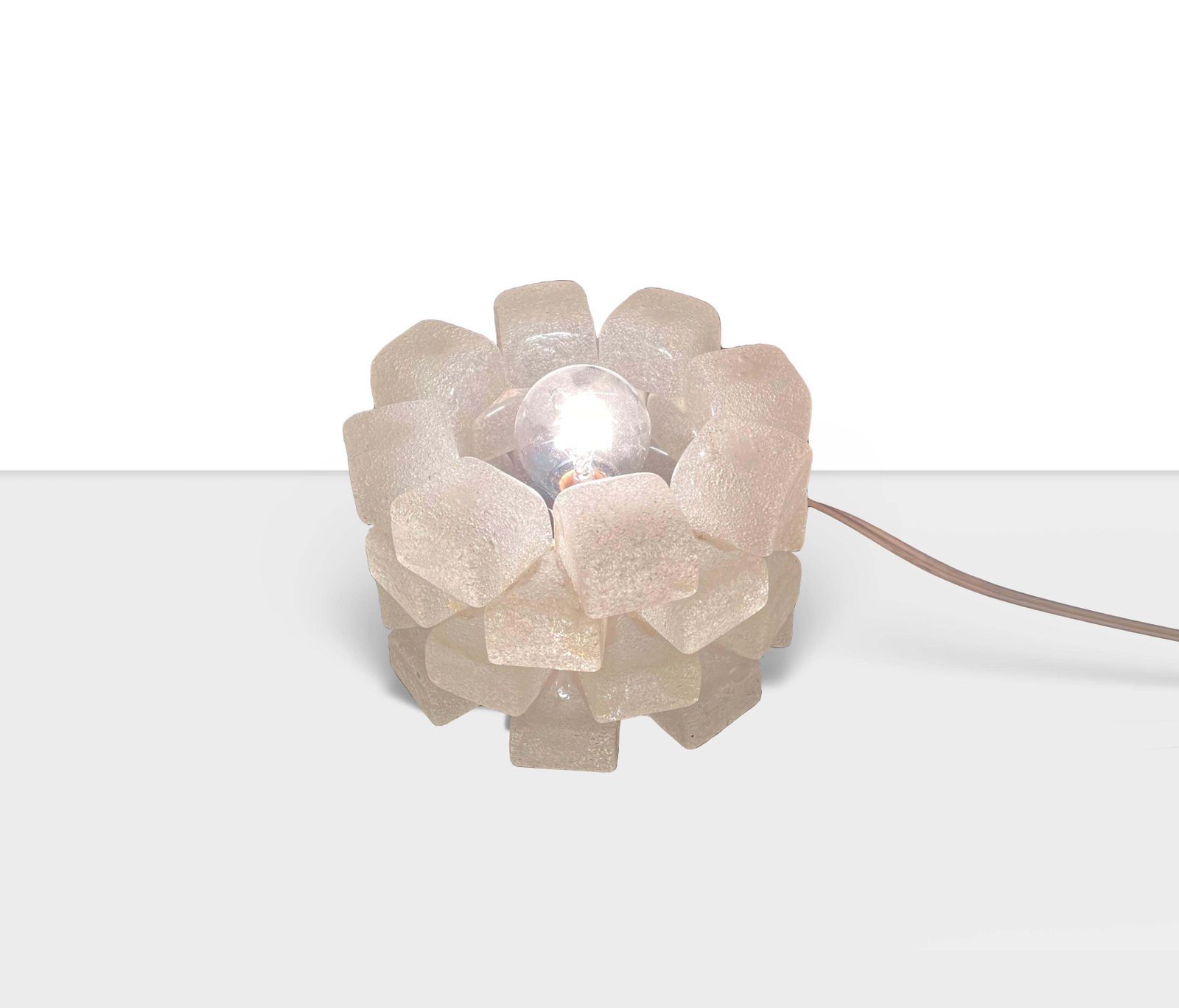Metal And Pulegoso Glass Table Lamp Attributed Poliarte, Italy, 1970s photo vintage