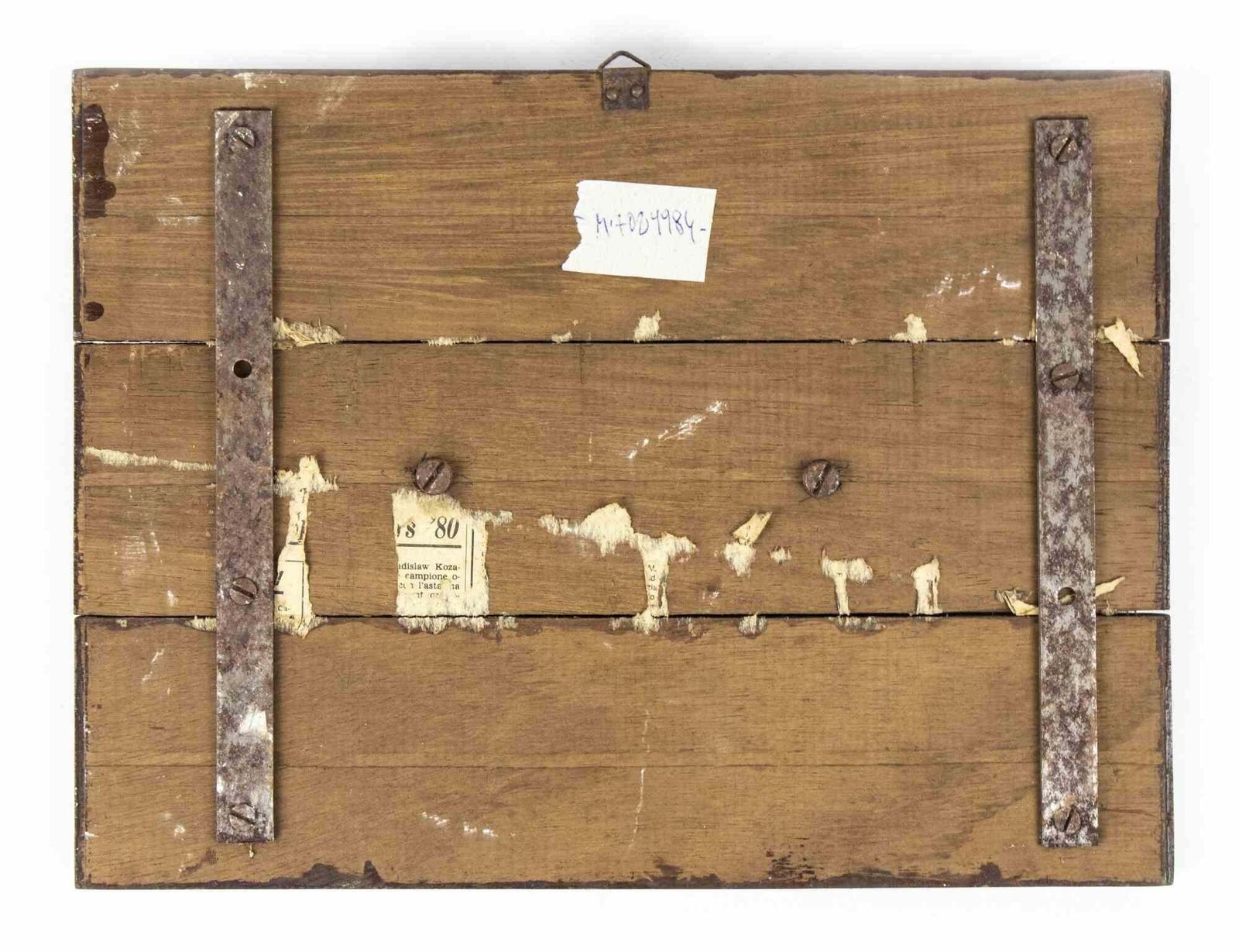 Wood Base With Brass Relief, Early 20th Century photo Art