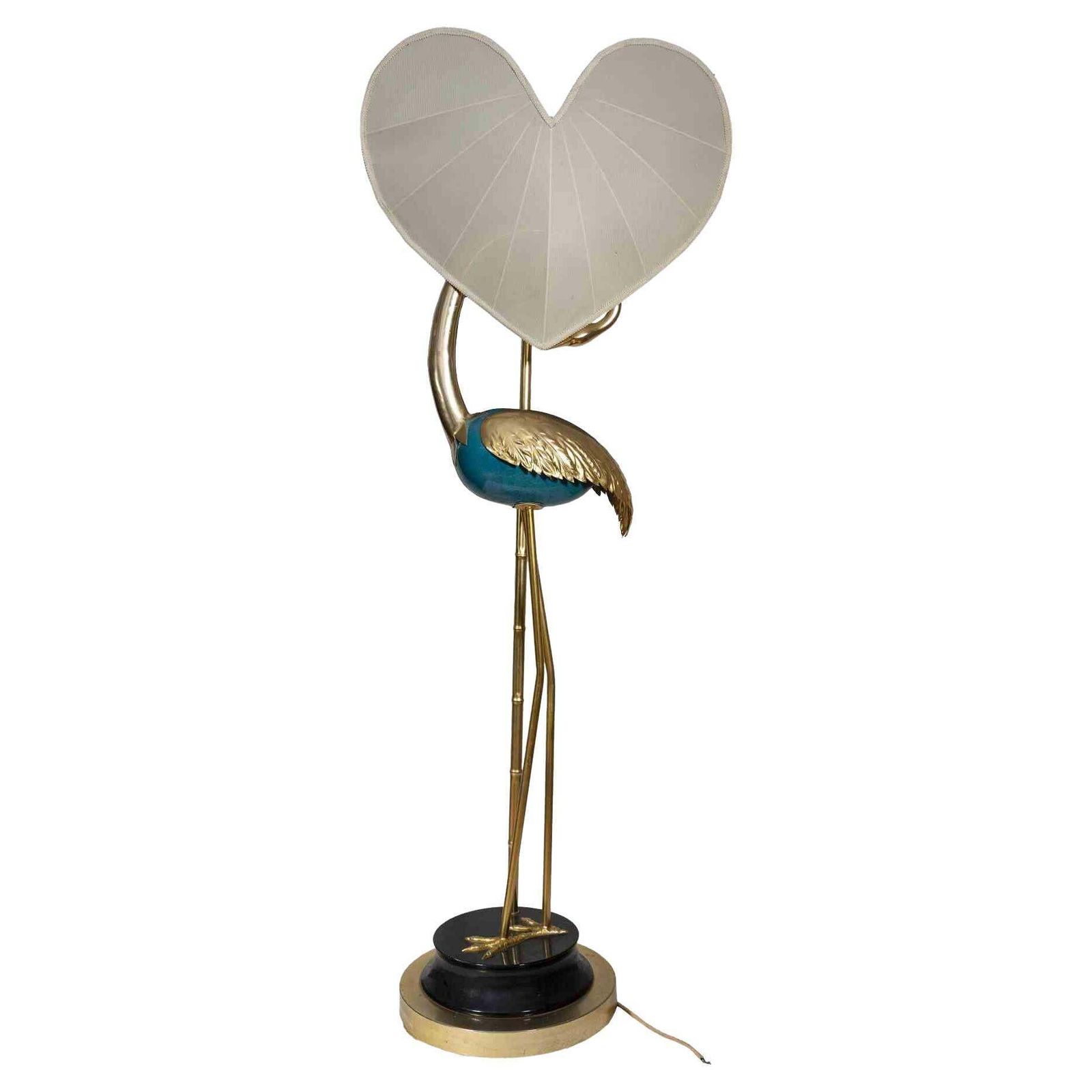 Vintage Flamingo Turquoise And Gold Lamp Lamp By Antonio Pavia, 1970s