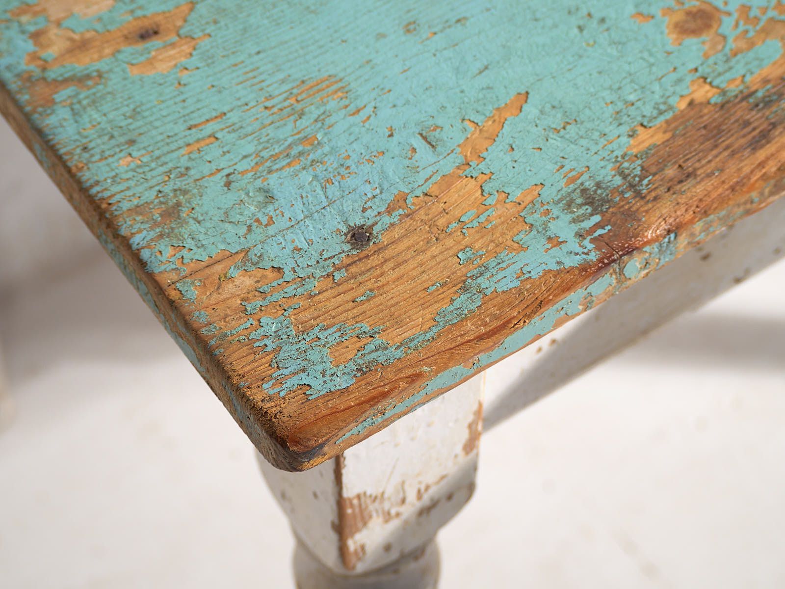 Antique Side Table With Turquoise Green Patina (C.1920) #7 photo buy