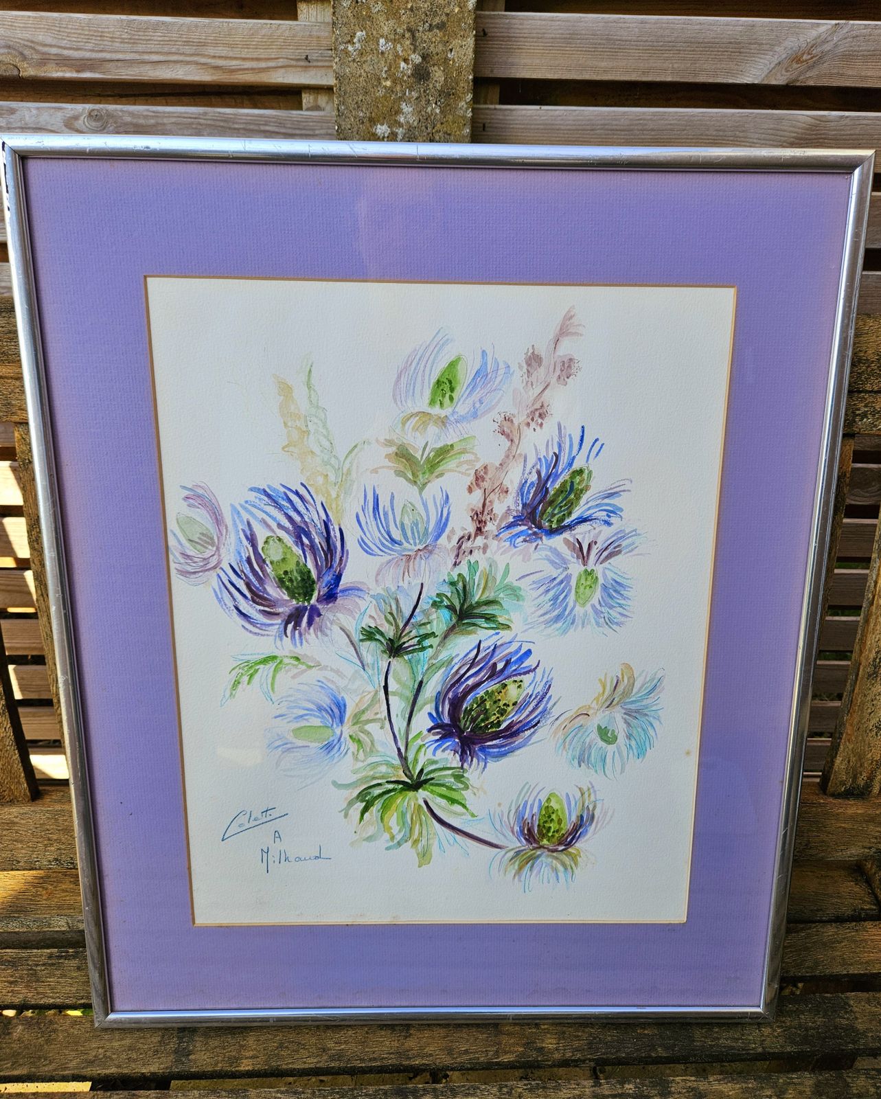 1980's Large, Framed Watercolour From Bankside Gallery Entitled 'Thistles' photo furniture