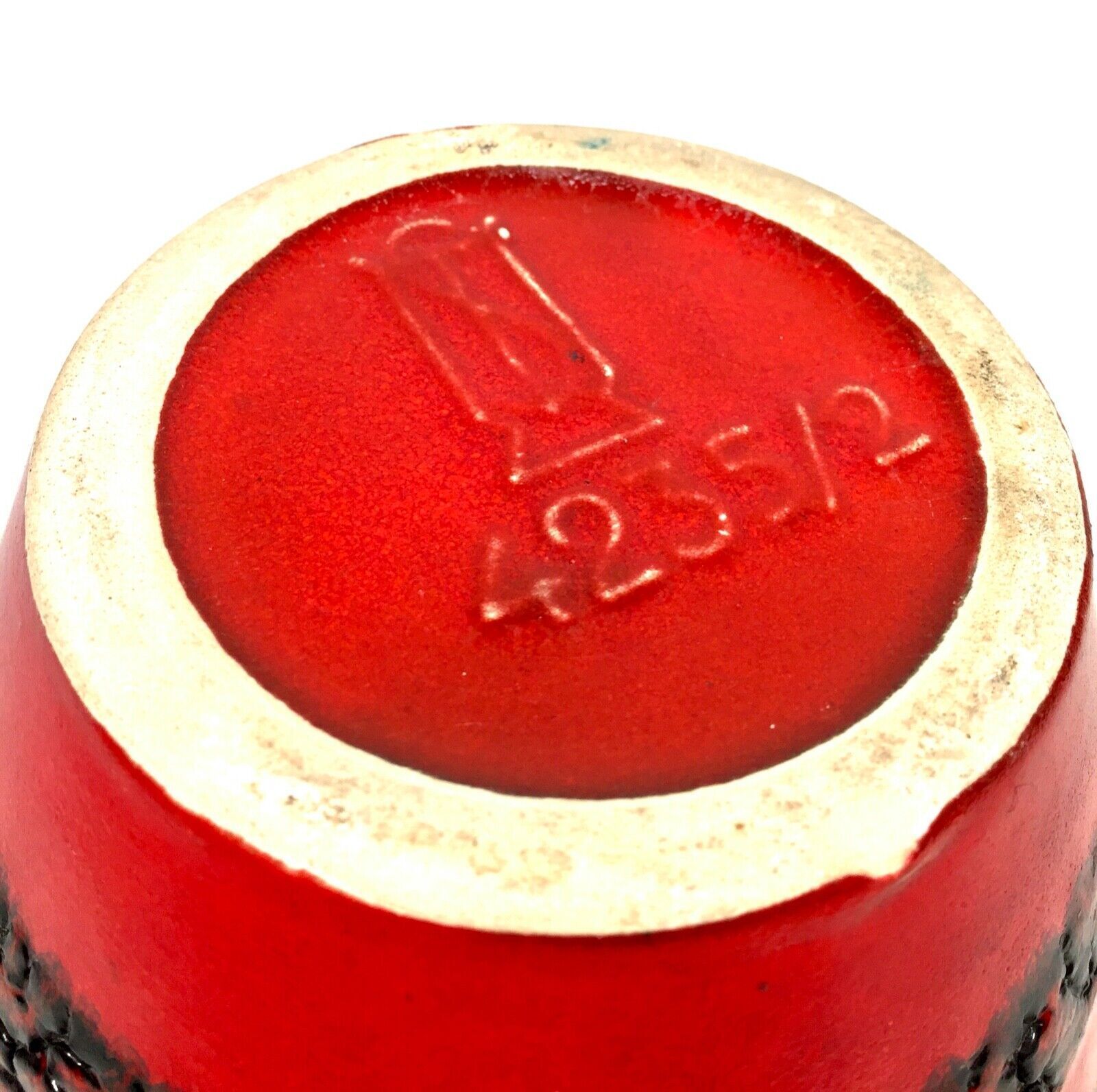 Vintage West German Pottery Lava Vase / Jug / Red & Black / Retro 1970's photo 99.0