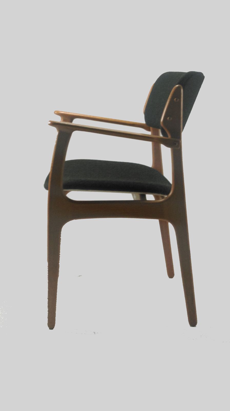1950s Erik Buch Set Of Eight Model 50 Armchairs In Oak And Black Fabric photo 4000.0