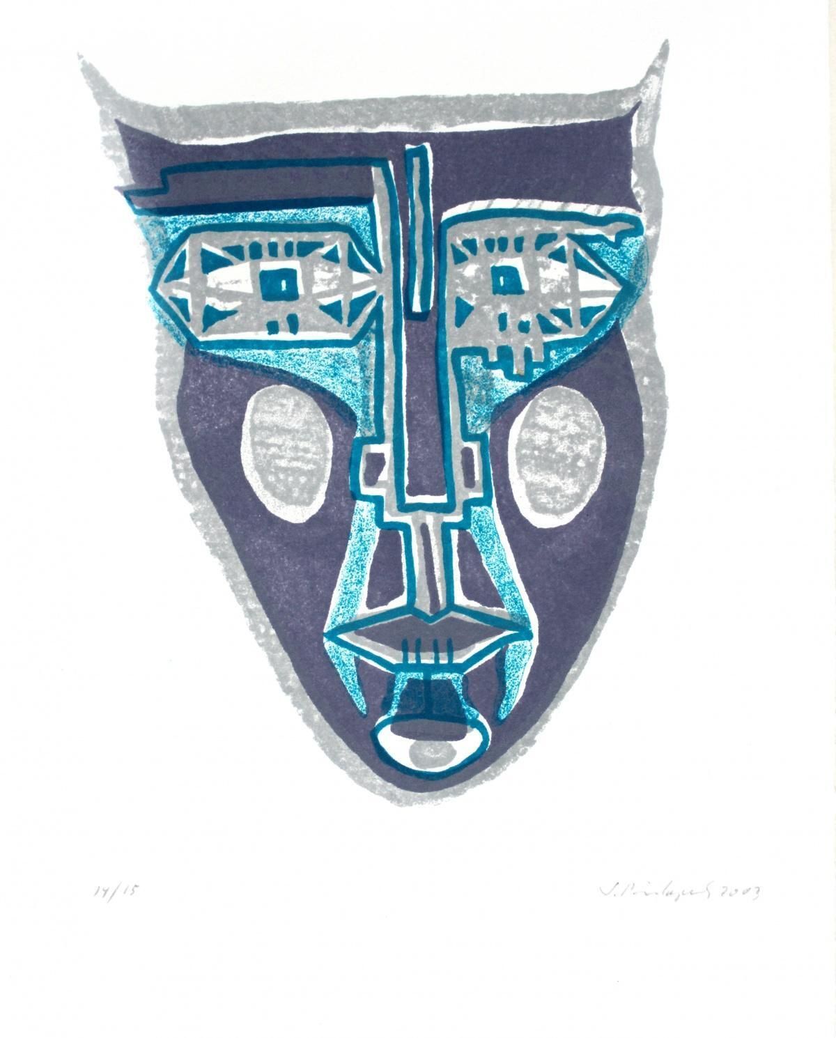 Sabine Pinkepankmask   Xxi Century, Mixed Media Print, Colourful2003