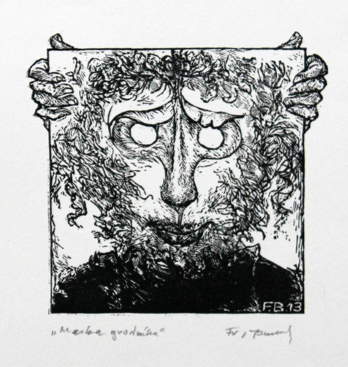 Franciszek Bunschgardener's Mask  Xxi Century, Black And White Print, Figurative2013 photo furniture