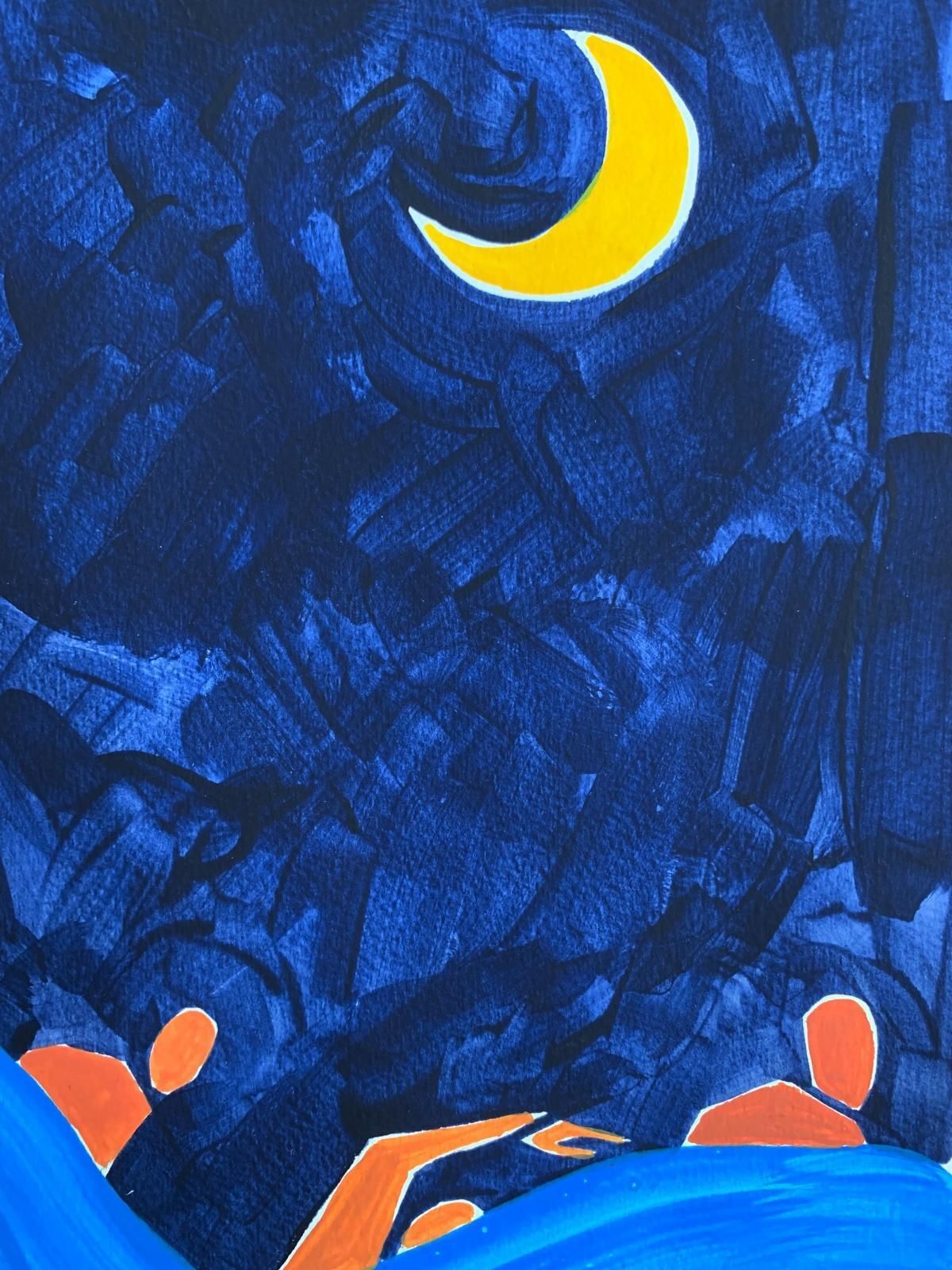 Waleria Matelskanight Arrival. Figurative Painting On Paper, Young Art, Vibrant, European Art2021 photo Art