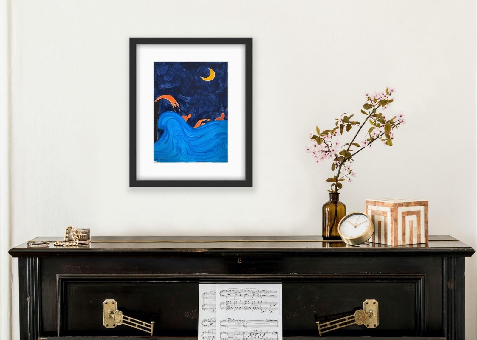 Waleria Matelskanight Arrival. Figurative Painting On Paper, Young Art, Vibrant, European Art2021 photo buy