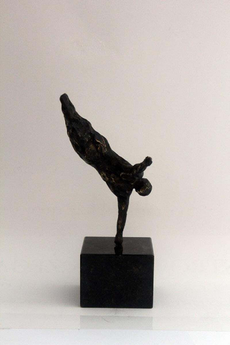 Ryszard Piotrowskian Acrobat. Bronze Figurative Sculpture, Nude, Dynamic Composition, Polish Art photo Art