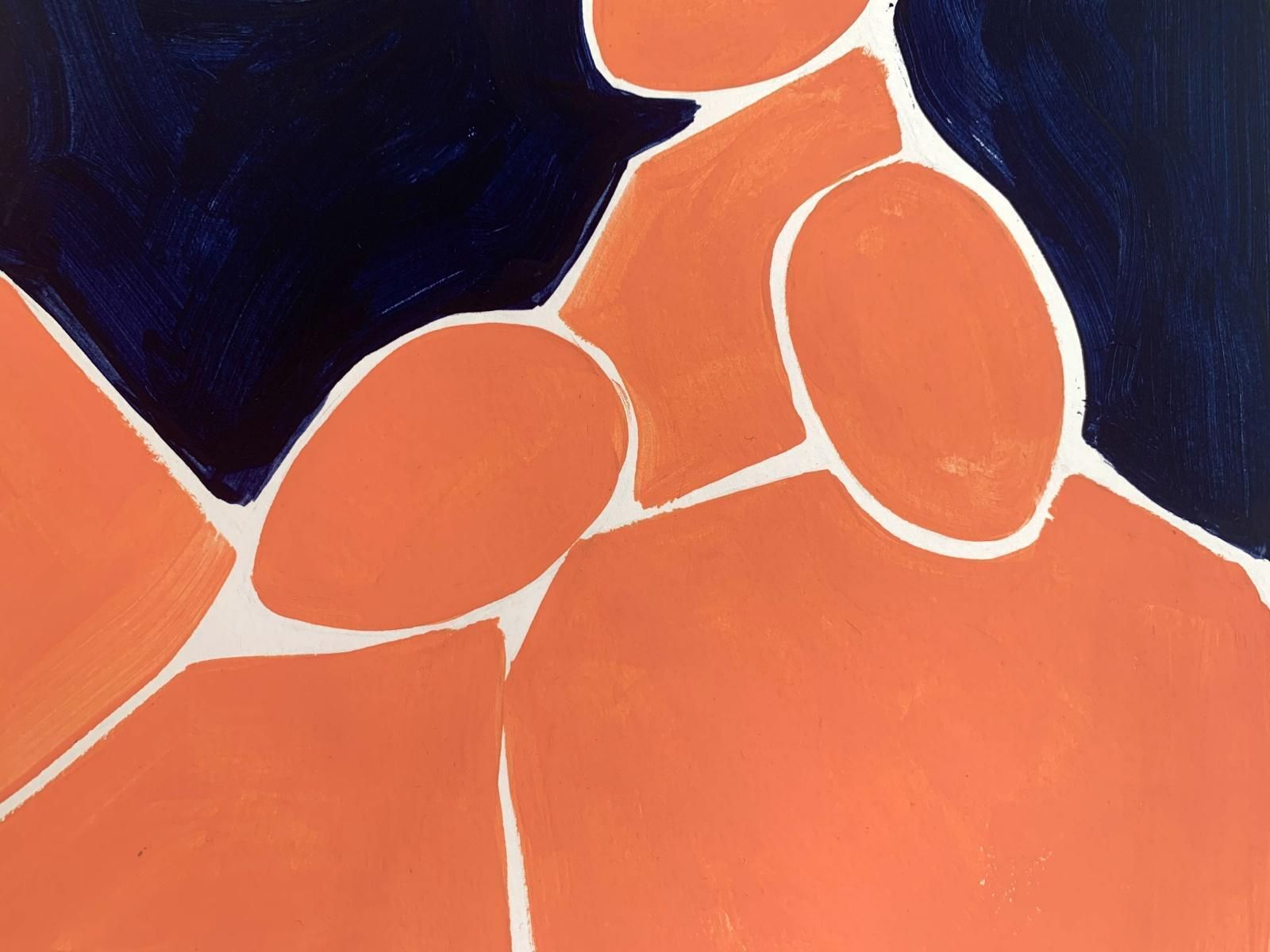 Waleria Matelskanight Conversation   Figurative Acrylic Painting On Paper, Young Art, Minimalism2020 photo vinterior