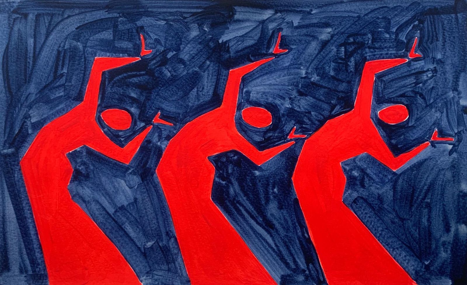 Waleria Matelskaa Dance. Figurative Painting On Paper, Young Art, Vibrant, European Art2024