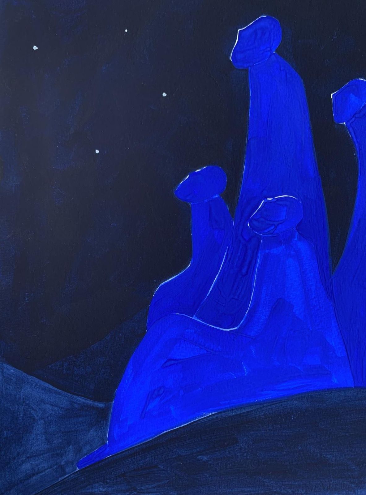 Waleria Matelskastarry Night. Figurative Painting On Paper, Young Art, Vibrant, European Art2024 photo 298.0