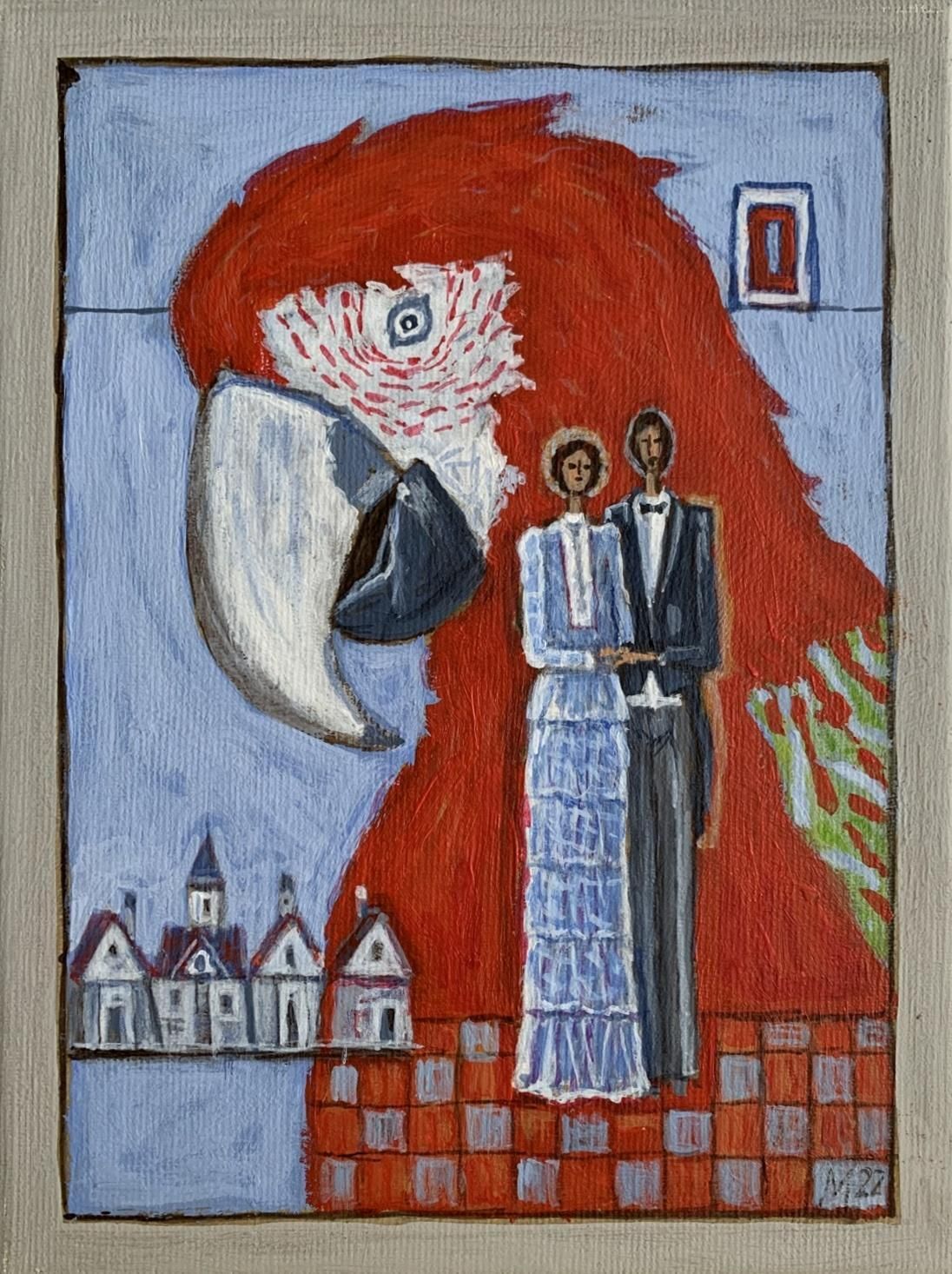 Mikołaj Maleszaa Witness. Contemporary Acrylic Painting, Figurative, Surreal, Polish Artist2022