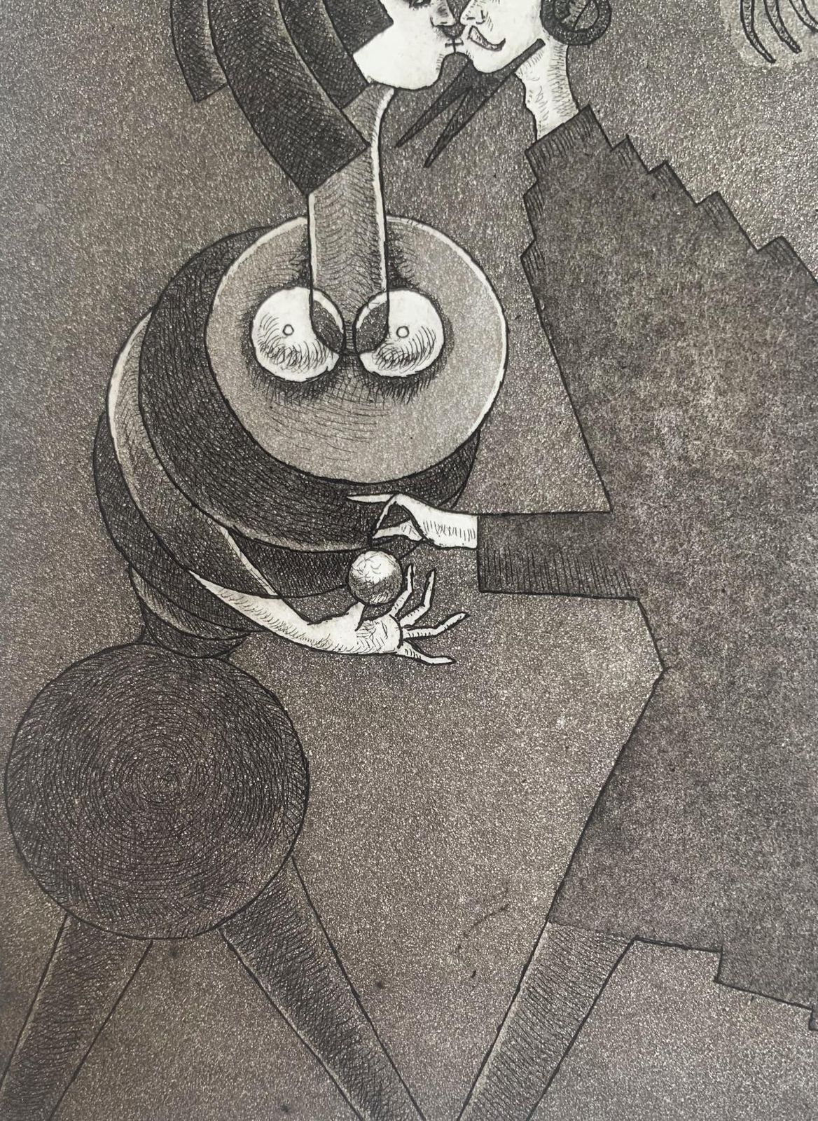 Czeslaw Tumielewiczkiss Of A Wizard. Figurative Etching Print, Monochromatic, Romantic, Polish Art2007 photo Art