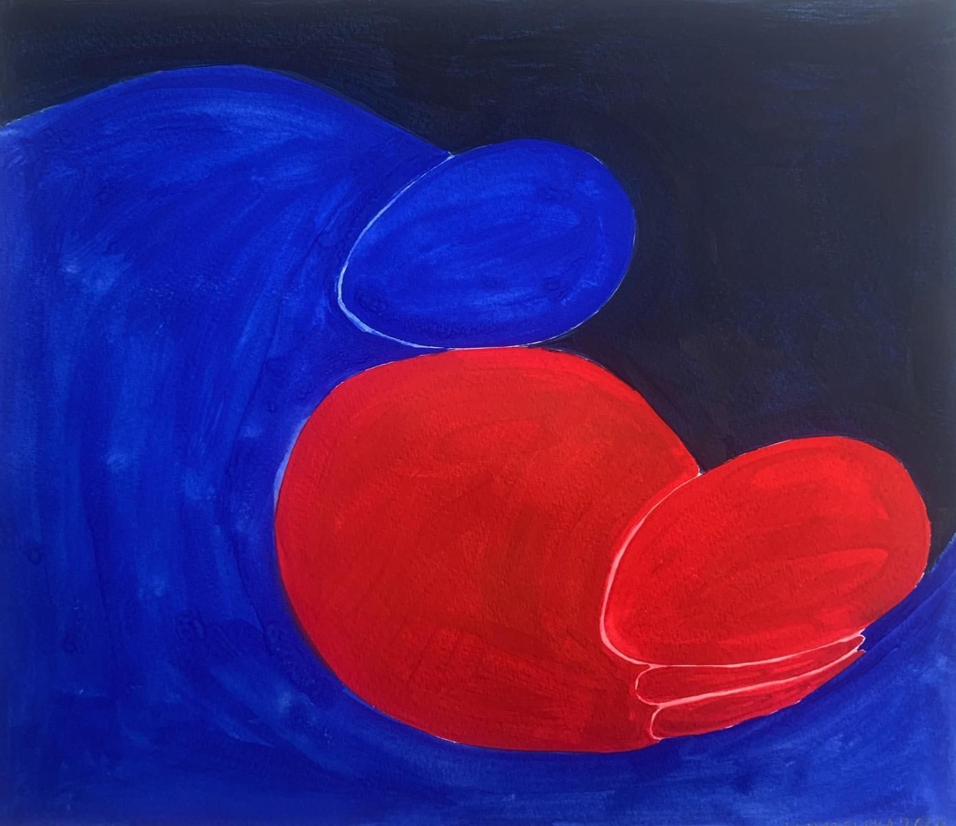 Waleria Matelskain Morpheus' Arms Figurative Painting On Paper, Young Art, Vibrant, European Art2024 photo for sale