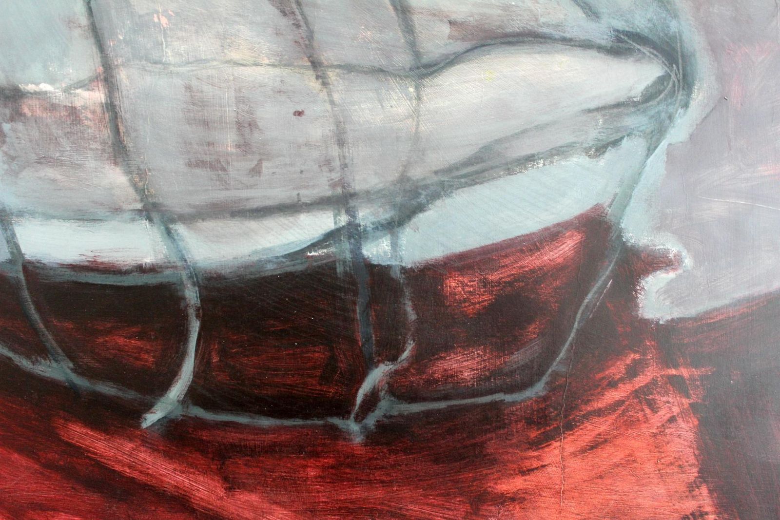 Magdalena Olszewskastill Life   XX Century, Mixed Media Painting, Grey And Red2000 photo furniture