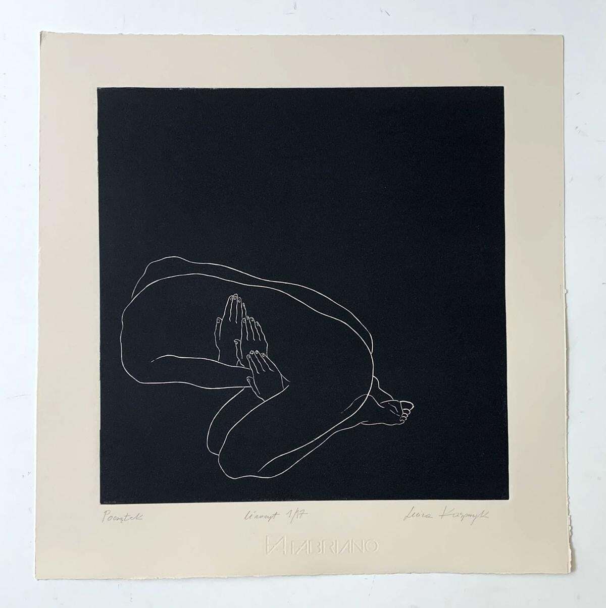 Luiza Kasprzykbeginning   Xxi Century, Young Artist, Figurative Print, Linocut, Black & White2020 photo furniture