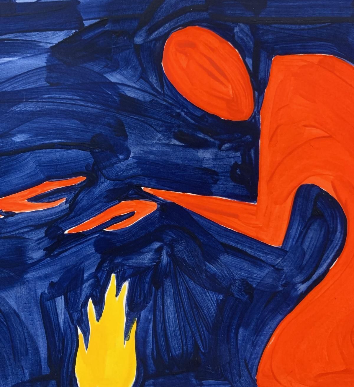 Waleria Matelskafire   Figurative Painting On Paper, Young Art Minimalism, Vibrant 2020 photo vinterior