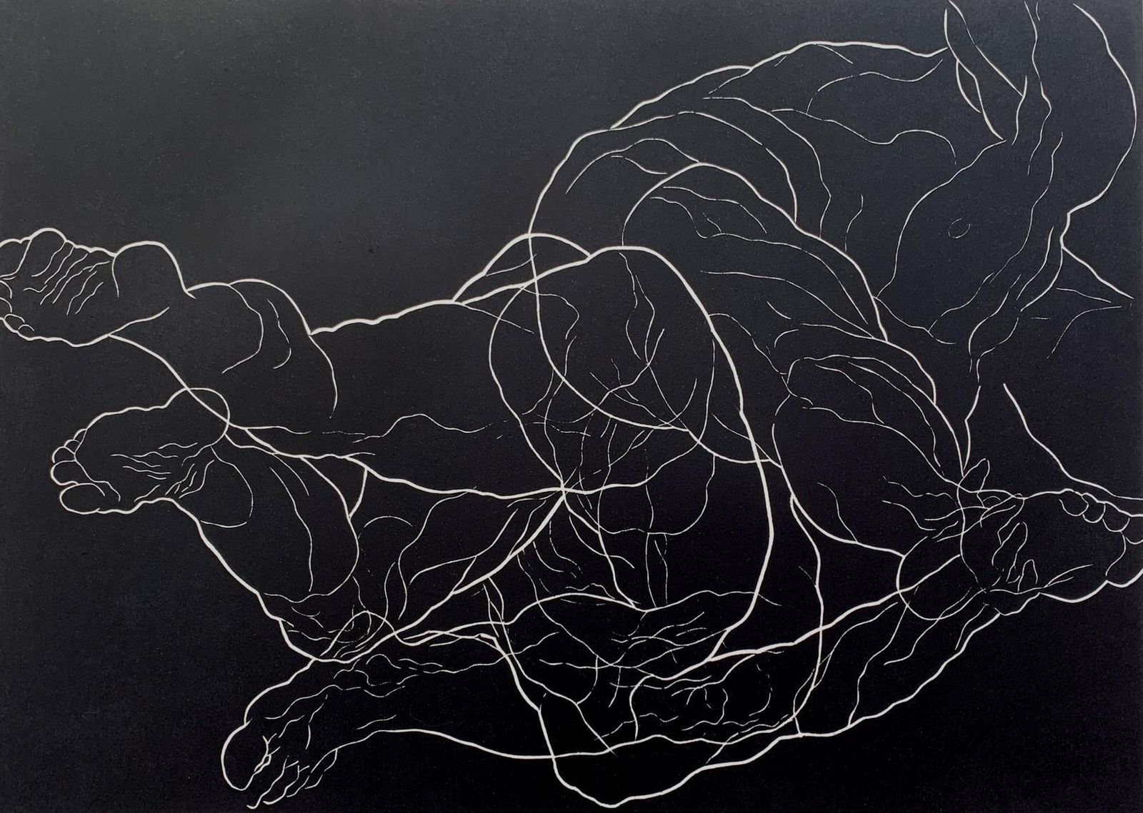 Luiza Kasprzykclash   Young Artist, Figurative Print, Linocut, Black & White2020