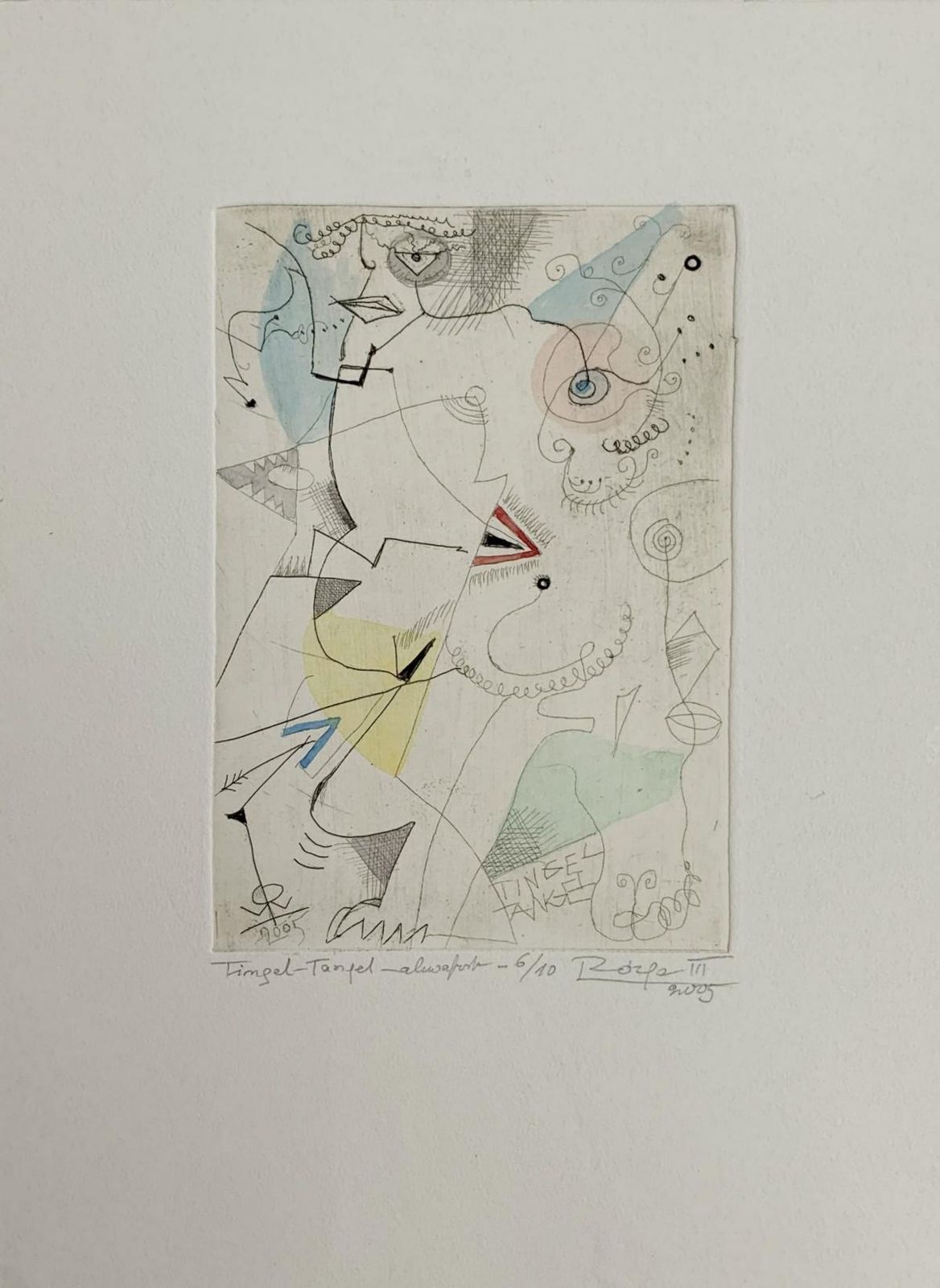 Leszek Rózgatingel Tangel     Abstract Etching & Watercolor, Colorful, Surrealist2005 photo furniture