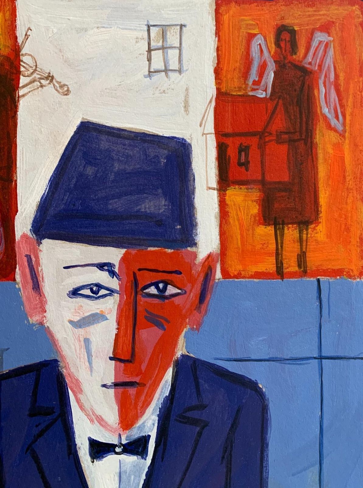 Mikołaj Maleszaa Return   Figurative Acrylic Painting, Nude, Surrealistic, Polish Art2022 photo furniture