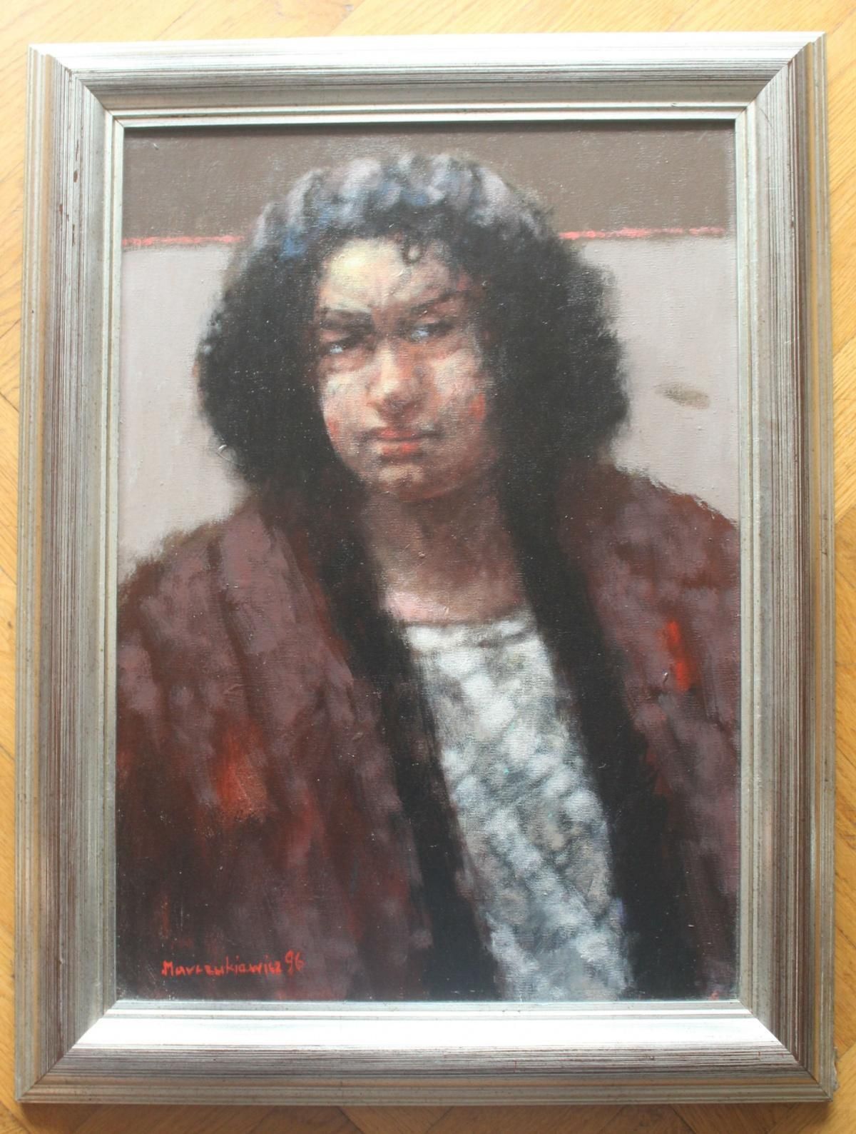 Adam Marczukiewiczportrait. Figurative Oil Painting, Dark Tones, Polish Artist1996 photo for sale