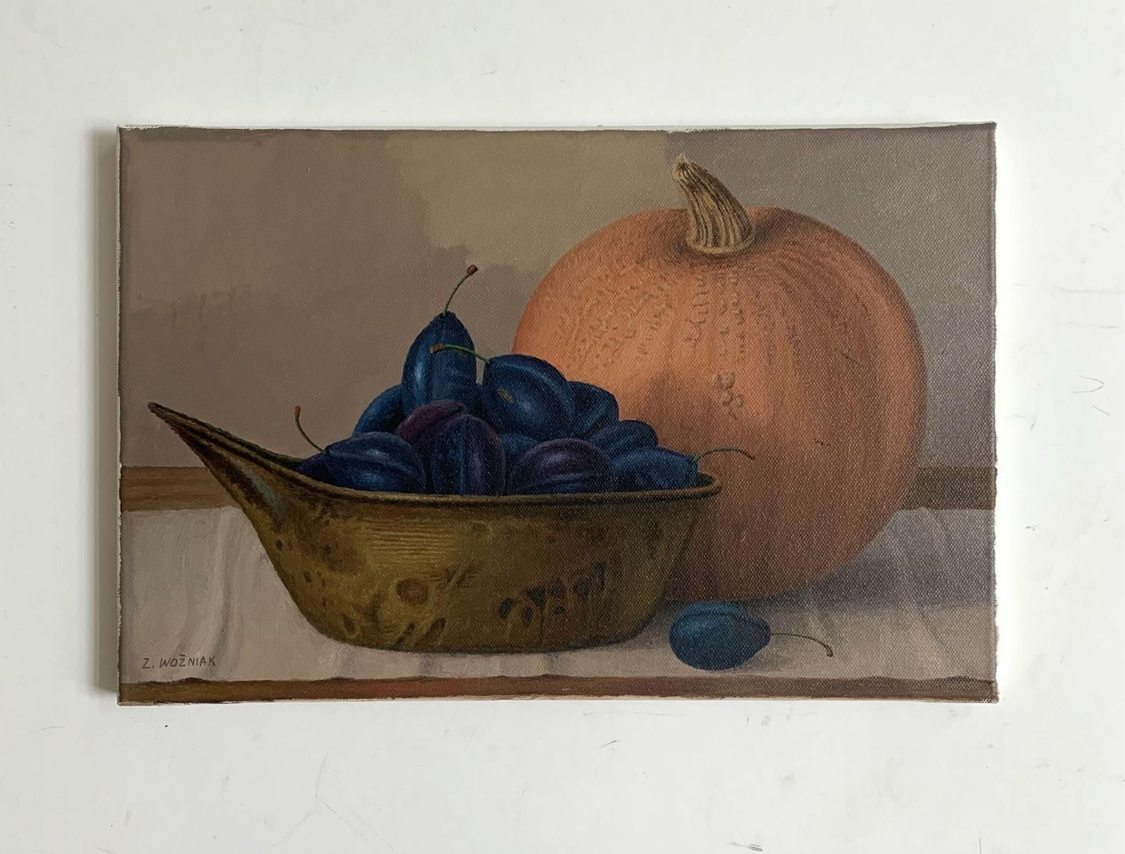 Zbigniew Wozniakstill Life With Pumpkin   Figurative Oil Painting, Realism, Polish Art2020 photo furniture