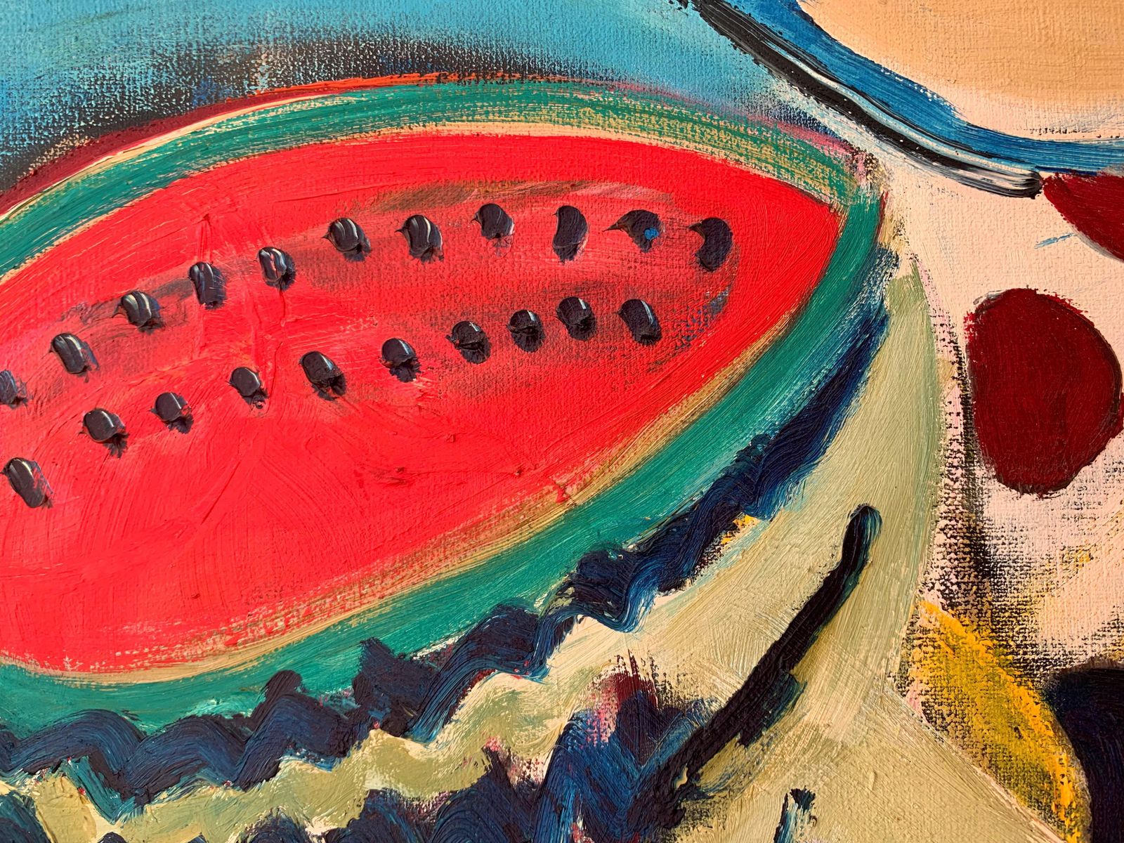 Marzena Miskiewiczstill Life With A Watermelon   XX Century, Acrylic & Oil Painting, Bright Colors2000 photo furniture