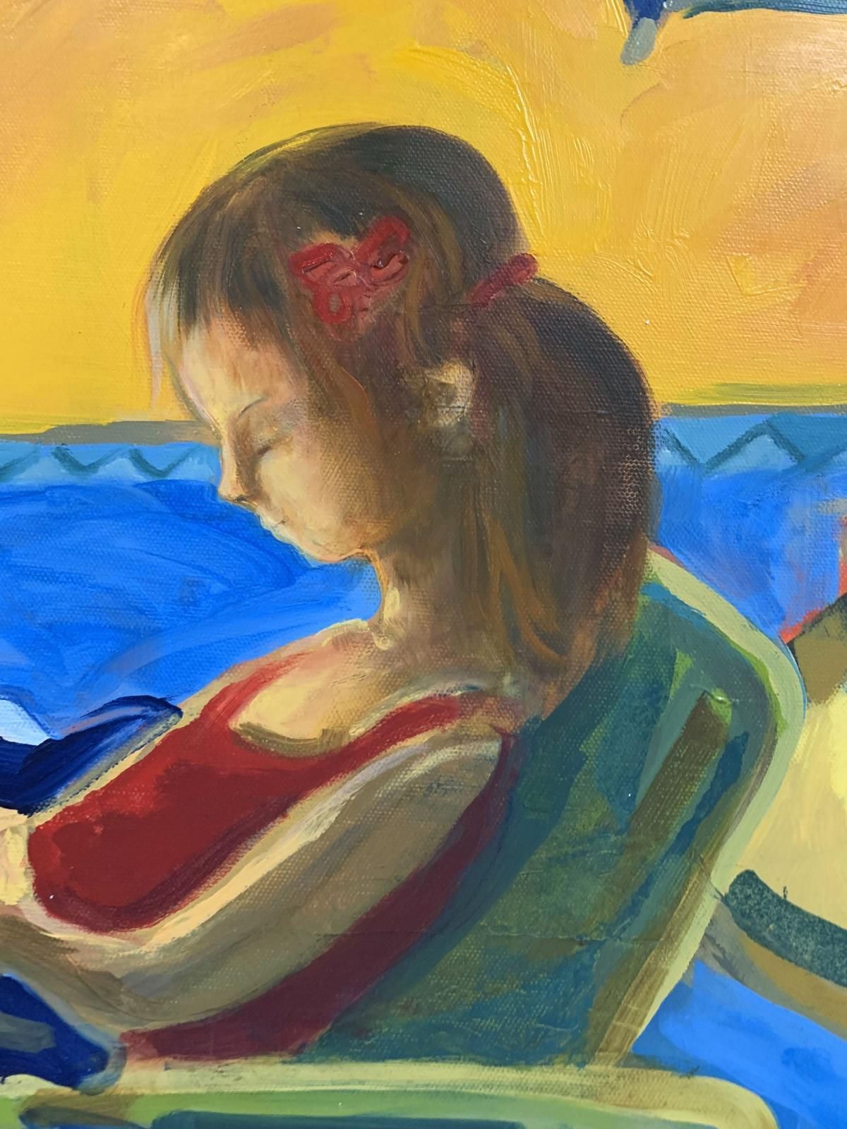 Monika Rossarelaxation   Xxi Century, Contemporary Oil Painting, Bright Vibrant Colors2019 photo furniture