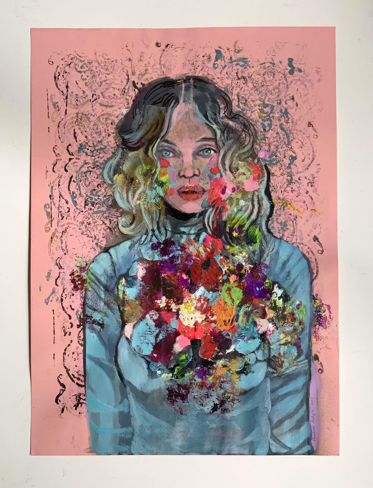 Paulina Maksjana Heart   Xxi Century, Figurative Acrylic Painting, Female Portrait2019 photo 510.0