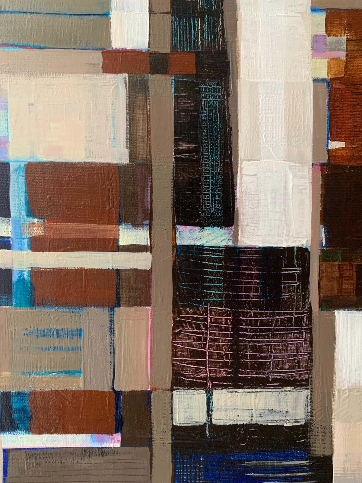 Iwona Delińskaa Composition. Geometrical Abstract Oil Painting, Polish Artist2005 photo buy