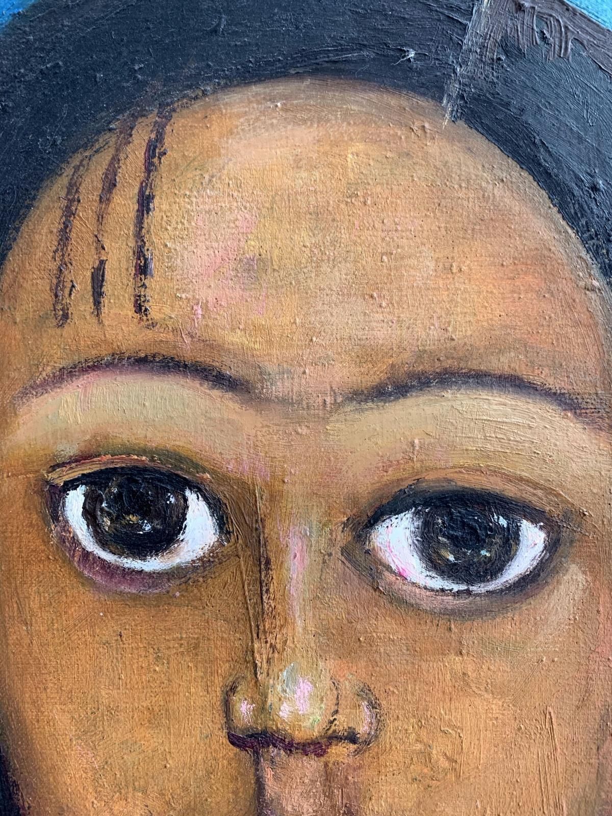 Marlena Nizioportrait   Oil Figurative Painting, Blue, Warm Tones, Big Eyes2005 photo Art