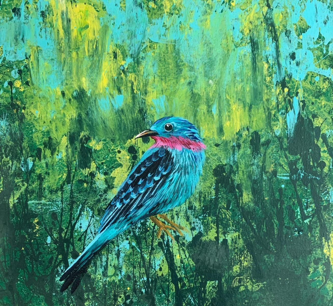 Magdalena Nałęczgardens Of Delight 33   Figurative Acrylic Painting Animals Bright Colours Birds2021 photo for sale