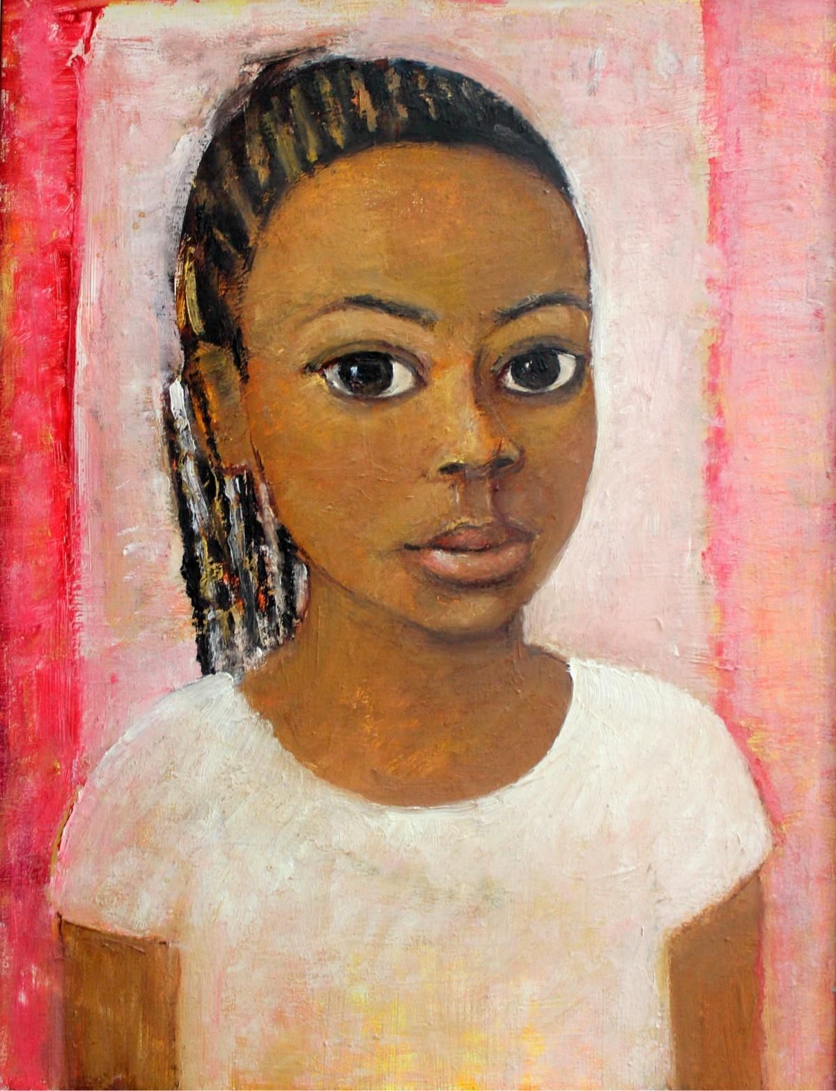 Marlena Nizioportrait   Xxi Century, Oil Figurative Painting, Pink, Warm Tones, Big Eyesunknown