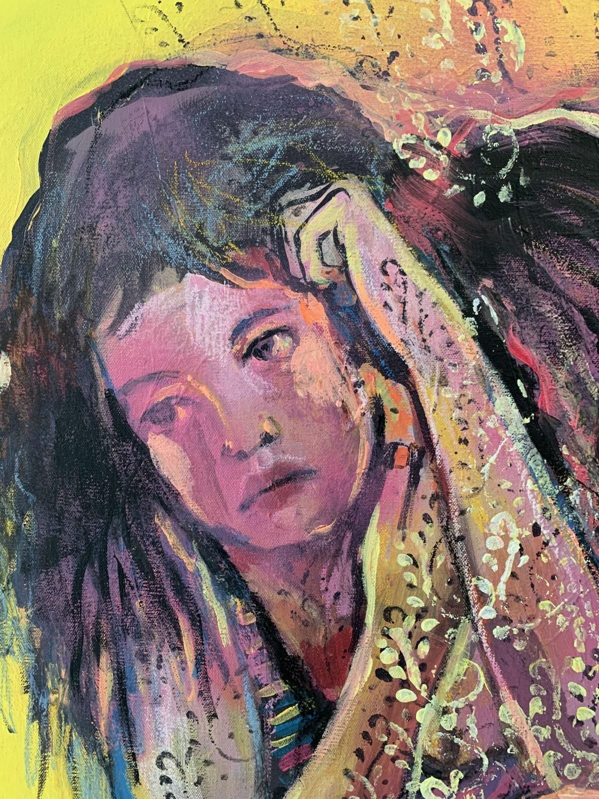 Paulina Maksjanthoughtfulness   Xxi Century, Figurative Mixed Media Painting, Female Portrait2013 photo Art